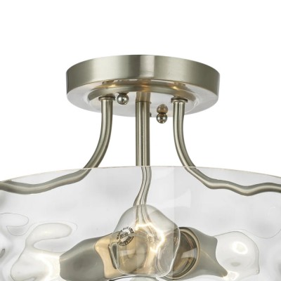Ixorath Nickel Clear Water Ripple Glass Drum Ceiling Light Ixorath Nickel Clear Water Ripple Glass Drum Ceiling Light