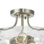 Ixorath Nickel Clear Water Ripple Glass Drum Ceiling Light