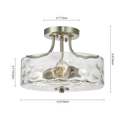 Ixorath Nickel Clear Water Ripple Glass Drum Ceiling Light Ixorath Nickel Clear Water Ripple Glass Drum Ceiling Light