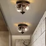 Eryndor Antique Sugar Pot Lid Water Ripple Glass Flush Mount Light Eryndor Antique Sugar Pot Lid Water Ripple Glass Flush Mount Light