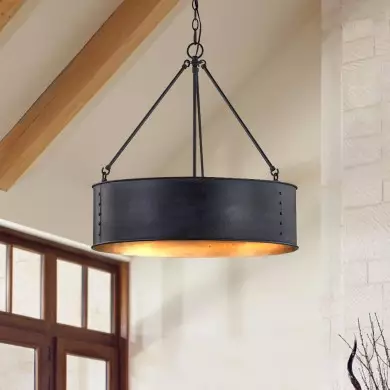 Quillan Industrial Large Black Drum Pendant Light For Dinning Room Quillan Industrial Large Black Drum Pendant Light For Dinning Room