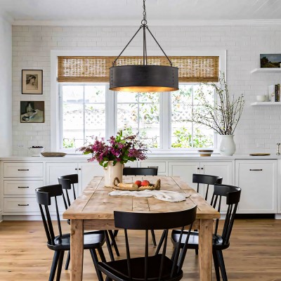 Quillan Industrial Large Black Drum Pendant Light For Dinning Room Quillan Industrial Large Black Drum Pendant Light For Dinning Room