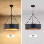 Quillan Industrial Large Black Drum Pendant Light For Dinning Room