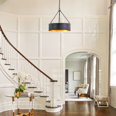 Quillan Industrial Large Black Drum Pendant Light For Dinning Room Quillan Industrial Large Black Drum Pendant Light For Dinning Room