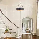 Quillan Industrial Large Black Drum Pendant Light For Dinning Room