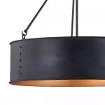 Quillan Industrial Large Black Drum Pendant Light For Dinning Room