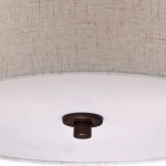 Jynor Bronze Oatmeal Fabric Drum Semi Flush Mount Light