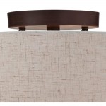 Jynor Bronze Oatmeal Fabric Drum Semi Flush Mount Light