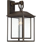 Mythor Bronze Textured Clear Glass Lantern Outdoor Sconce