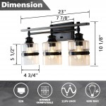 Nexith 3 Lights Black Iron Clear Glass Vanity Wall Sconce