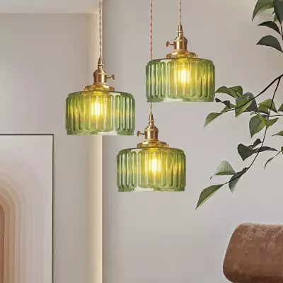 Zavier Vintage Cylinder Wave Pattern Glass Shade Chandelier Zavier Vintage Cylinder Wave Pattern Glass Shade Chandelier