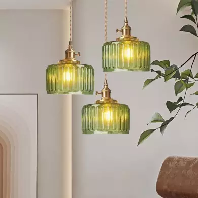 Zavier Vintage Cylinder Wave Pattern Glass Shade Chandelier Zavier Vintage Cylinder Wave Pattern Glass Shade Chandelier