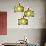 Zavier Vintage Cylinder Wave Pattern Glass Shade Chandelier