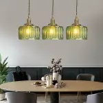 Zavier Vintage Cylinder Wave Pattern Glass Shade Chandelier
