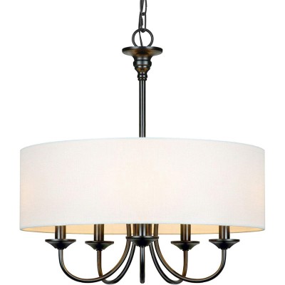 Nyneve 5 Light Dimmable Fabric Drum Chandelier
