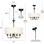 Nyneve 5 Light Dimmable Fabric Drum Chandelier