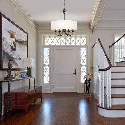 Nyneve 5 Light Dimmable Fabric Drum Chandelier