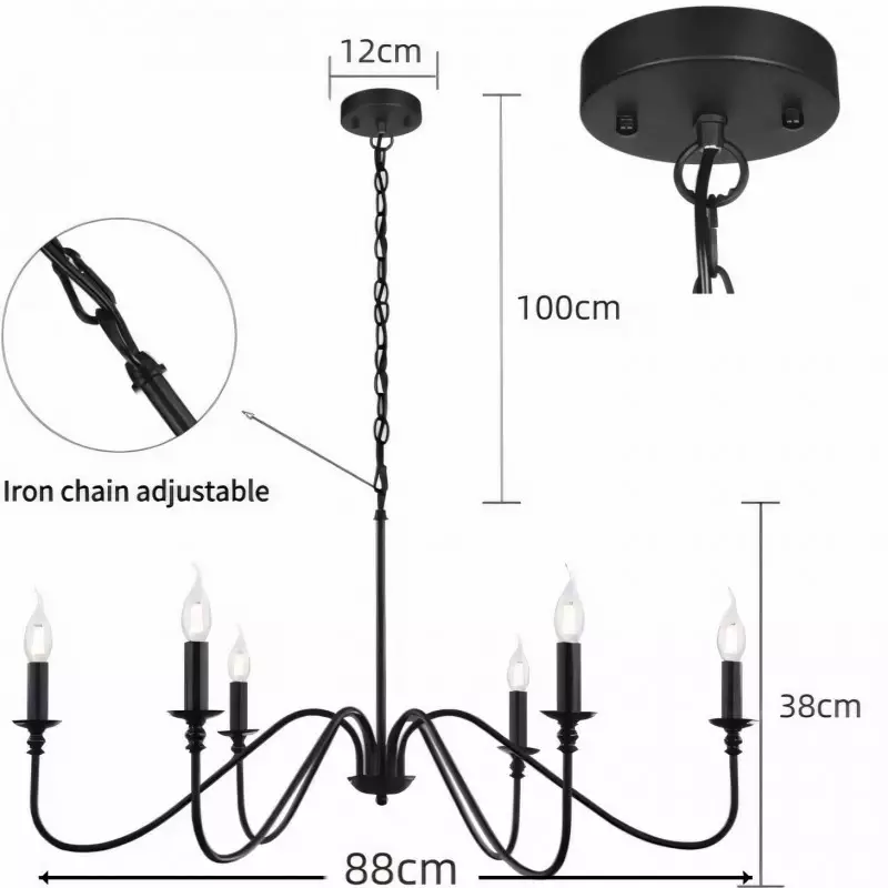 Alistair Vintage Candle Style Metal Chandelier