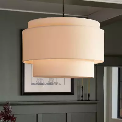 Isidoro Farmhouse Tiered Linen Drum Pendant Isidoro Farmhouse Tiered Linen Drum Pendant