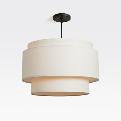 Isidoro Farmhouse Tiered Linen Drum Pendant Isidoro Farmhouse Tiered Linen Drum Pendant