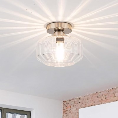 Ozma Stylish Wavy Glass Lantern Flush Mount Ceiling Light Ozma Stylish Wavy Glass Lantern Flush Mount Ceiling Light