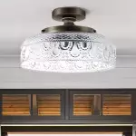 Santos Vintage Hand Carved Floral Clear Glass Semi Flush Mount Ceiling Light