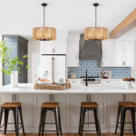 Haynes Rustic Rattan Dimmable Drum Pendant Light