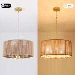 Haynes Rustic Rattan Dimmable Drum Pendant Light