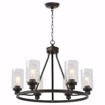 Solon Vintage Farmhouse Glass Shade Chandelier