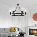 Solon Vintage Farmhouse Glass Shade Chandelier