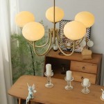 Bianca Colored Glass Shade Chandelier with Globes