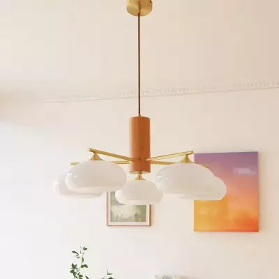 Xanthea Elliptical Persimmon Milk Glass Chandelier Xanthea Elliptical Persimmon Milk Glass Chandelier