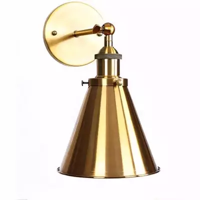 Ruhi Antique Brass Swing Arm Wall Sconce With Tapered Lampshade Ruhi Antique Brass Swing Arm Wall Sconce With Tapered Lampshade