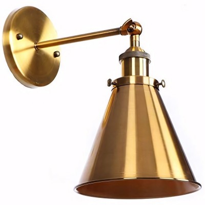 Ruhi Antique Brass Swing Arm Wall Sconce With Tapered Lampshade Ruhi Antique Brass Swing Arm Wall Sconce With Tapered Lampshade