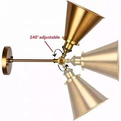 Ruhi Antique Brass Swing Arm Wall Sconce With Tapered Lampshade Ruhi Antique Brass Swing Arm Wall Sconce With Tapered Lampshade