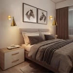 Ruhi Antique Brass Swing Arm Wall Sconce With Tapered Lampshade Ruhi Antique Brass Swing Arm Wall Sconce With Tapered Lampshade