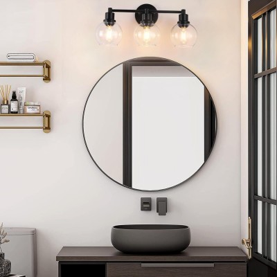 Navya Modern 3-Light Bathroom Sconces with Clear Glass Shades Navya Modern 3-Light Bathroom Sconces with Clear Glass Shades