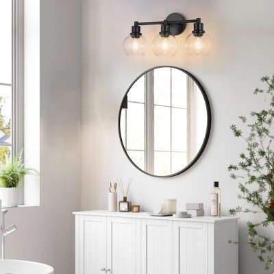 Navya Modern 3-Light Bathroom Sconces with Clear Glass Shades Navya Modern 3-Light Bathroom Sconces with Clear Glass Shades