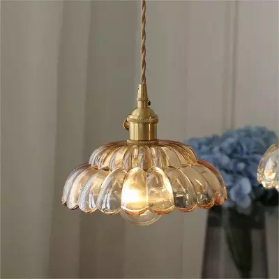 Worlanth Mid Century Clear Glass Flower Pendant Light Worlanth Mid Century Clear Glass Flower Pendant Light