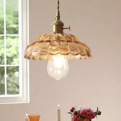 Worlanth Mid Century Clear Glass Flower Pendant Light Worlanth Mid Century Clear Glass Flower Pendant Light