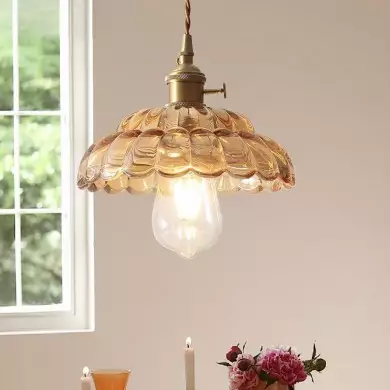 Worlanth Mid Century Clear Glass Flower Pendant Light Worlanth Mid Century Clear Glass Flower Pendant Light