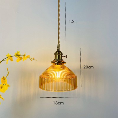 Zyrion Retro Ribbed Clear Glass Pendant Light Zyrion Retro Ribbed Clear Glass Pendant Light