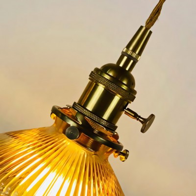 Zyrion Retro Ribbed Clear Glass Pendant Light Zyrion Retro Ribbed Clear Glass Pendant Light