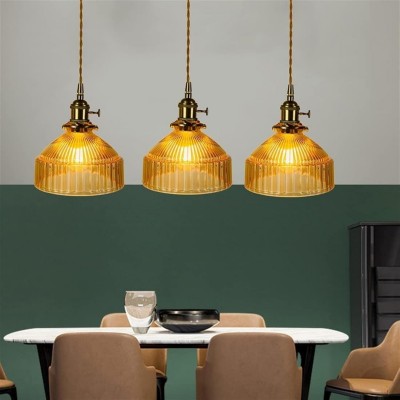 Zyrion Retro Ribbed Clear Glass Pendant Light Zyrion Retro Ribbed Clear Glass Pendant Light