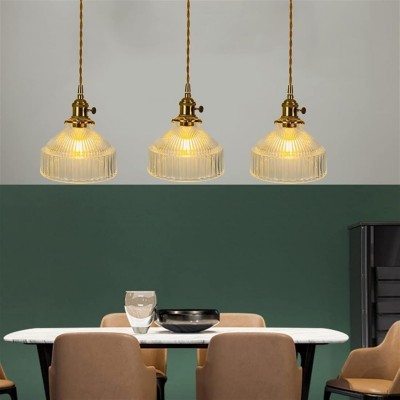Zyrion Retro Ribbed Clear Glass Pendant Light Zyrion Retro Ribbed Clear Glass Pendant Light