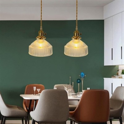 Zyrion Retro Ribbed Clear Glass Pendant Light Zyrion Retro Ribbed Clear Glass Pendant Light