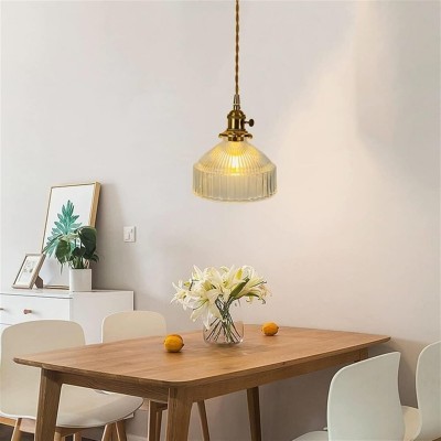 Zyrion Retro Ribbed Clear Glass Pendant Light Zyrion Retro Ribbed Clear Glass Pendant Light