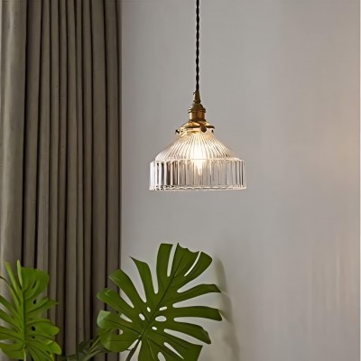 Zyrion Retro Ribbed Clear Glass Pendant Light Zyrion Retro Ribbed Clear Glass Pendant Light
