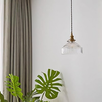 Zyrion Retro Ribbed Clear Glass Pendant Light Zyrion Retro Ribbed Clear Glass Pendant Light
