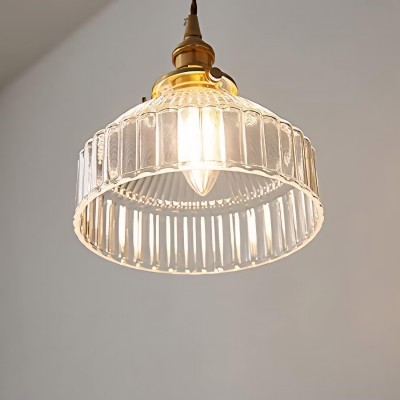 Zyrion Retro Ribbed Clear Glass Pendant Light Zyrion Retro Ribbed Clear Glass Pendant Light